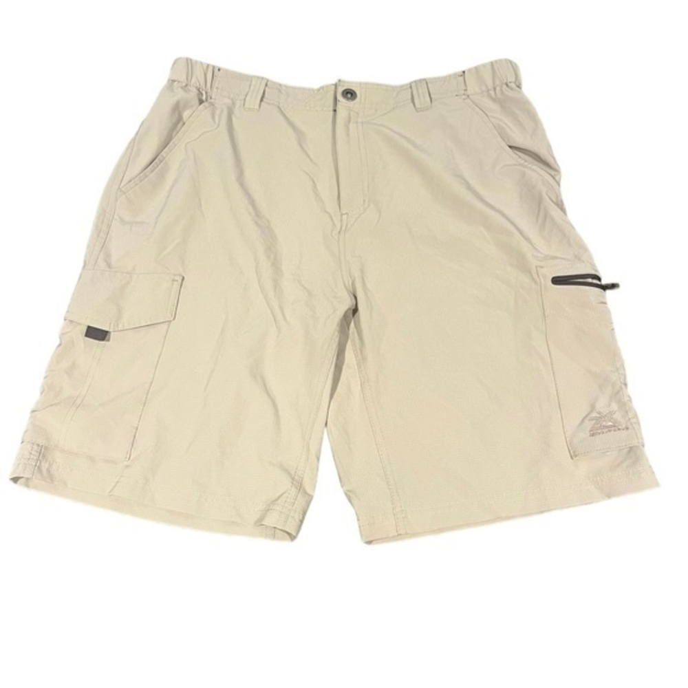 ZeroXposur Mens Hybrid Cargo Shorts Light Khaki‎ Ripstop Stretch Size Large #354